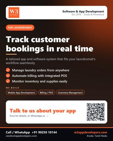 W3AppDevelopers poster for Laundromat: Track customer bookings in real time