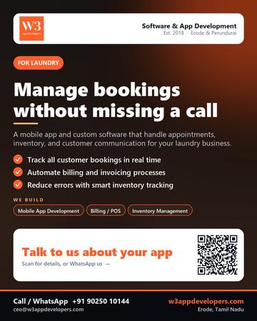 W3AppDevelopers poster for Laundry: Manage bookings without missing a call
