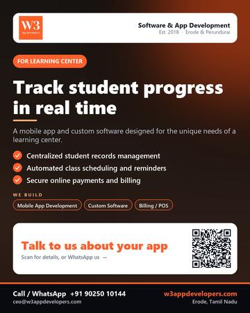 W3AppDevelopers poster for Learning center: Track student progress in real time