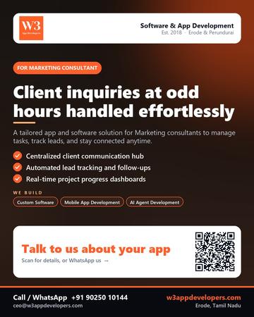 W3AppDevelopers poster for Marketing consultant: Client inquiries at odd hours handled effortlessly