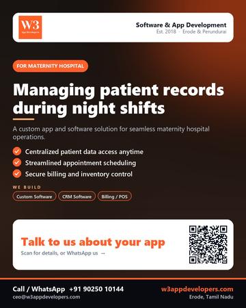 W3AppDevelopers poster for Maternity hospital: Managing patient records during night shifts
