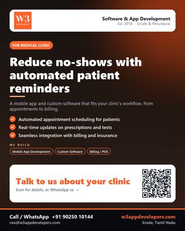 W3AppDevelopers poster for Medical clinic: Reduce no-shows with automated patient reminders