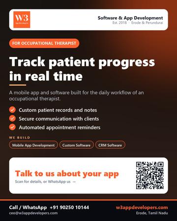 W3AppDevelopers poster for Occupational therapist: Track patient progress in real time
