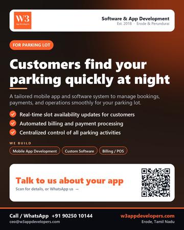 W3AppDevelopers poster for Parking lot: Customers find your parking quickly at night