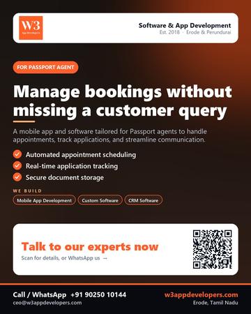 W3AppDevelopers poster for Passport agent: Manage bookings without missing a customer query