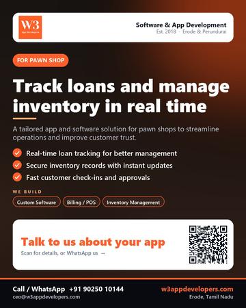 W3AppDevelopers poster for Pawn shop: Track loans and manage inventory in real time