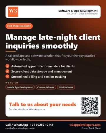 W3AppDevelopers poster for Psychologist: Manage late-night client inquiries smoothly