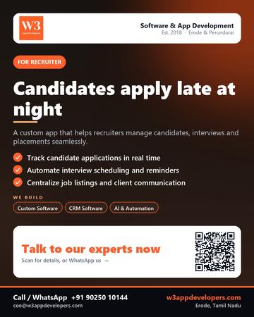 W3AppDevelopers poster for Recruiter: Candidates apply late at night