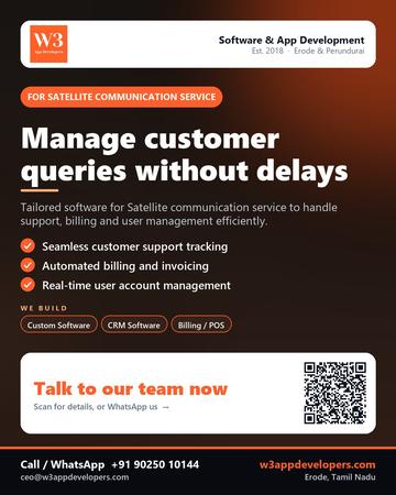 W3AppDevelopers poster for Satellite communication service: Manage customer queries without delays