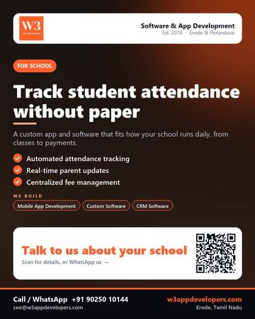 W3AppDevelopers poster for School: Track student attendance without paper