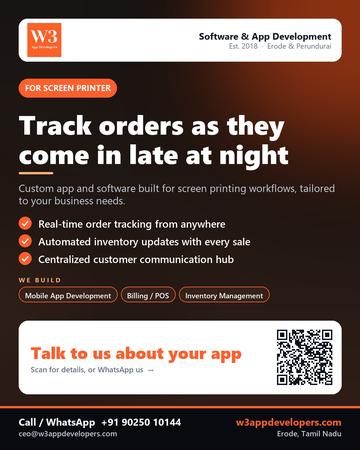 W3AppDevelopers poster for Screen printer: Track orders as they come in late at night