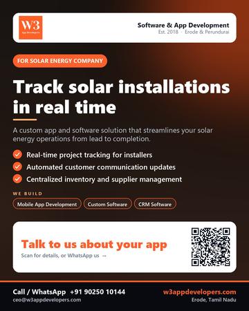 W3AppDevelopers poster for Solar energy company: Track solar installations in real time