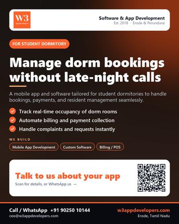 W3AppDevelopers poster for Student dormitory: Manage dorm bookings without late-night calls