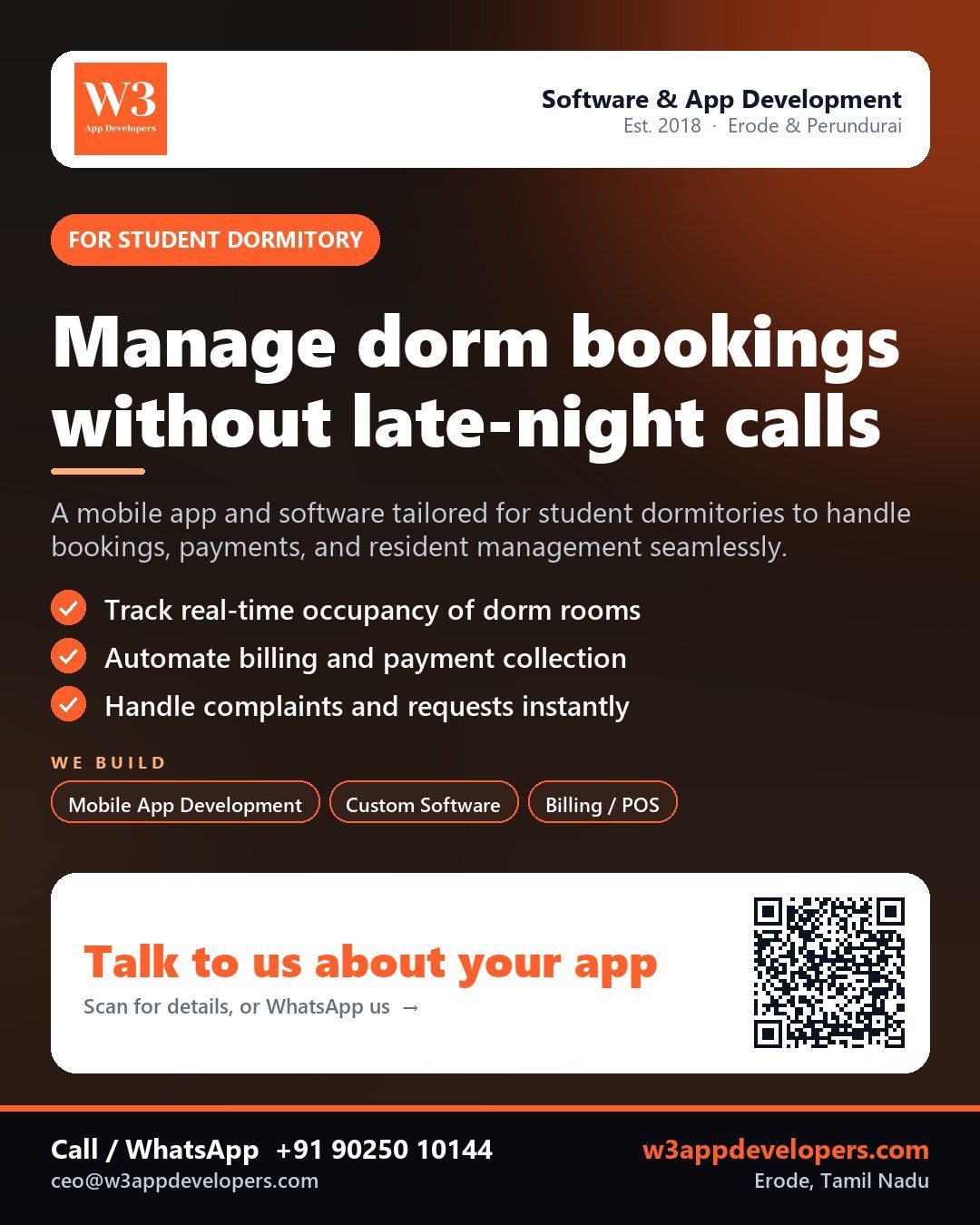 W3AppDevelopers - Student dormitory app solution for efficient management