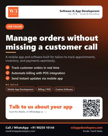 W3AppDevelopers poster for Tailor: Manage orders without missing a customer call