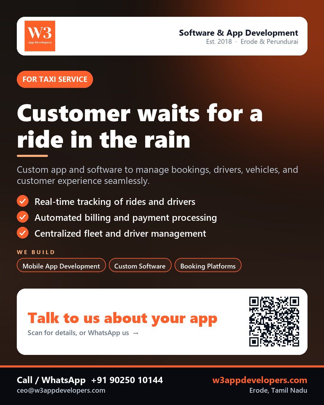 W3AppDevelopers - Taxi service app and software solution for efficient ride management