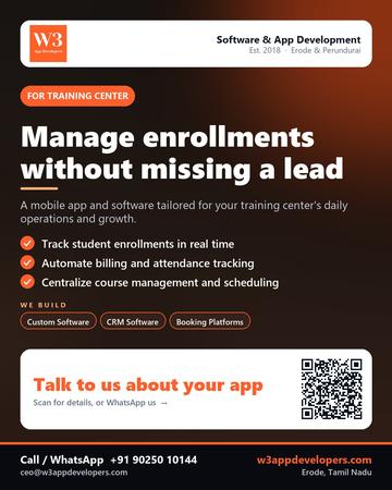 W3AppDevelopers poster for Training center: Manage enrollments without missing a lead