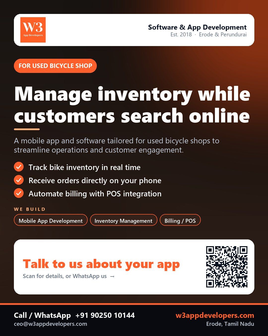 W3AppDevelopers - Custom software for used bicycle shops