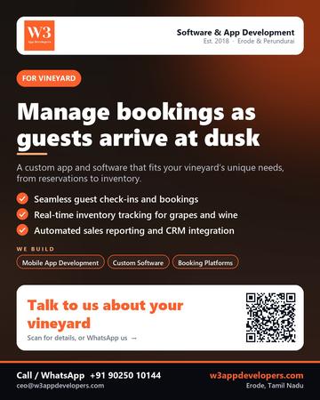 W3AppDevelopers poster for Vineyard: Manage bookings as guests arrive at dusk