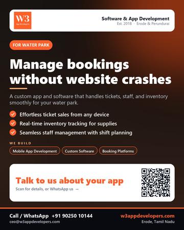 W3AppDevelopers poster for Water park: Manage bookings without website crashes