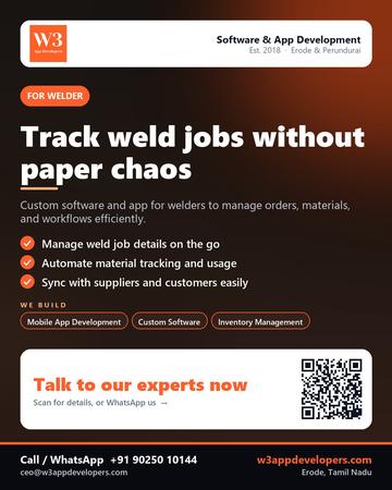 W3AppDevelopers poster for Welder: Track weld jobs without paper chaos