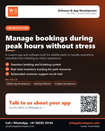W3AppDevelopers poster for Wildlife park: Manage bookings during peak hours without stress