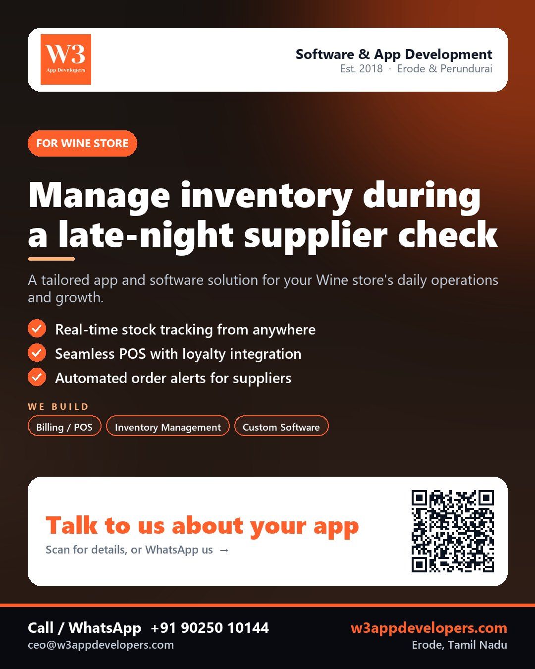 W3AppDevelopers helping a Wine store manage inventory with custom app and software