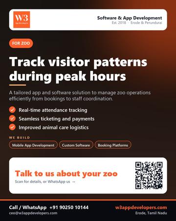 W3AppDevelopers poster for Zoo: Track visitor patterns during peak hours