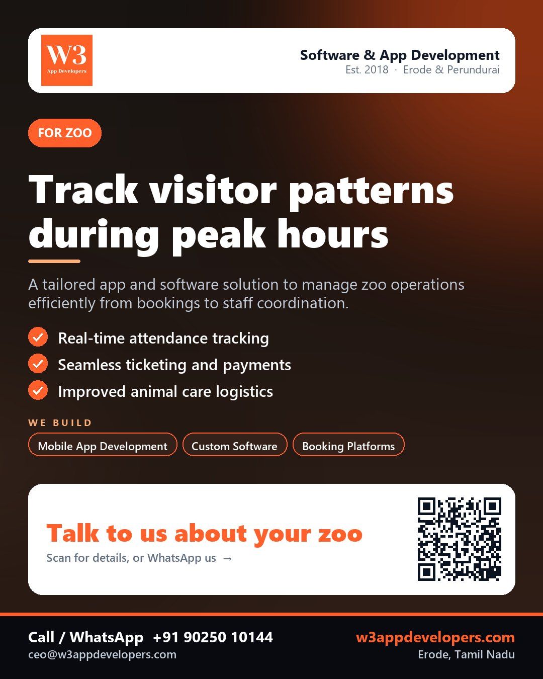 W3AppDevelopers providing custom app solutions for a zoo with animals and visitors