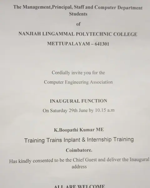 College Technical Workshops and Seminars (28 June 2019) - Training Trains, Erode