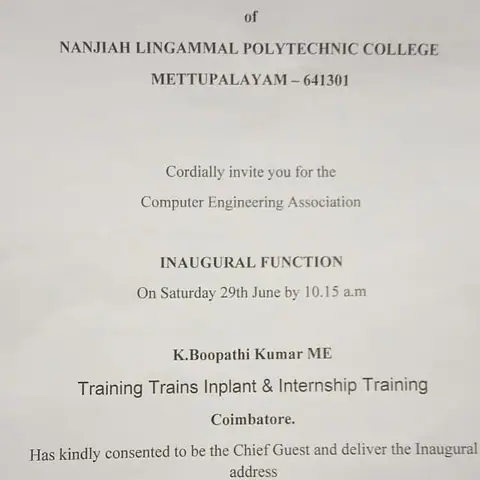 College Technical Workshops and Seminars (28 June 2019) - Training Trains, Erode