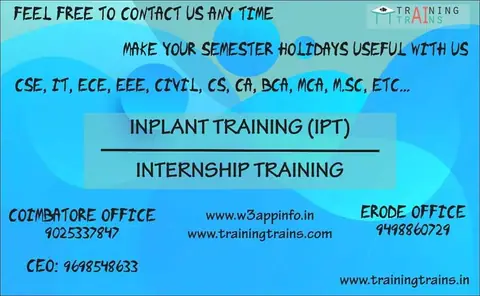 Inplant and Internship registration start now-April, May