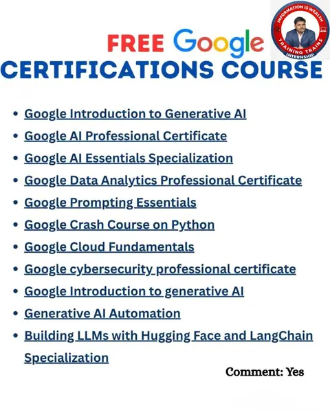 TRAINING TRAINS presents Free Google Certifications Course