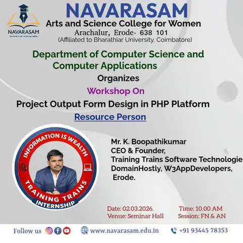 Workshop on “Project Output Form Design in PHP Platform” - Training Trains, Erode